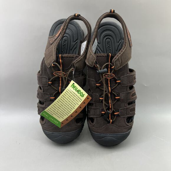 Nevados Bump Toe Sandals Waterproof Men‎ Size 10 Brown Nubuck Leather Lace Shoes - Picture 5 of 9